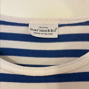 Marimekko Blue & White Striped Long Sleeve cotton jersey Nightgown
